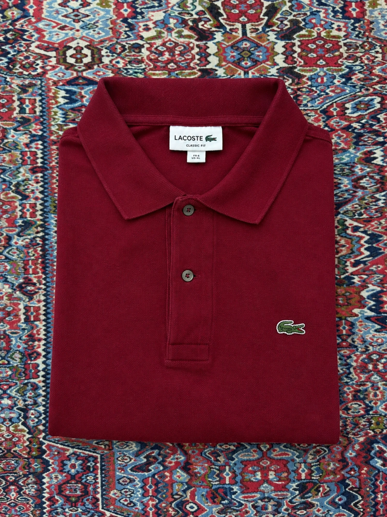 Lacoste Bordeaux Men's Long Sleeve Polo Shirt Size XL – 100% Authentic – Very Good Condition – photo 3